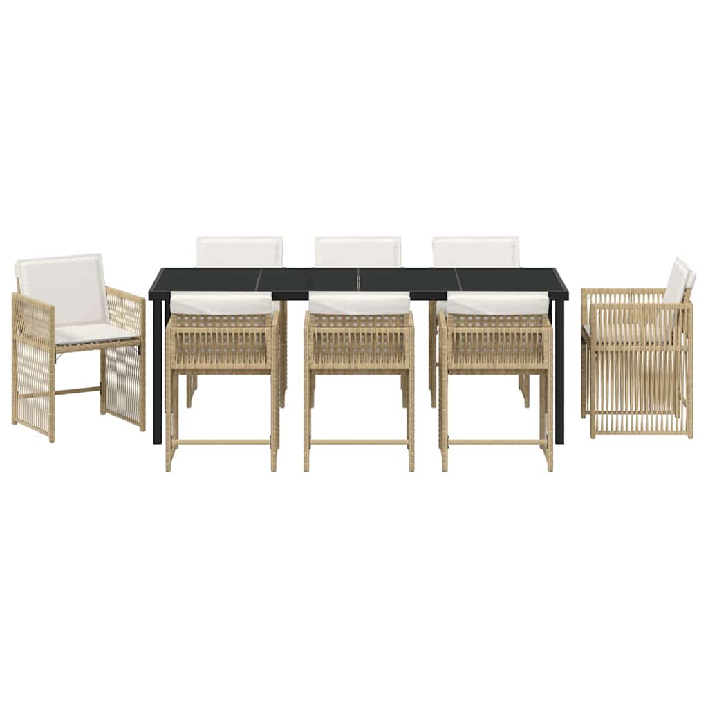 vidaXL Garten Essgruppe 9 pcs Beige Poly-Rattan