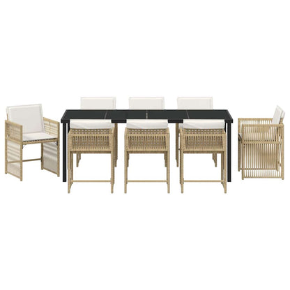 vidaXL Garten Essgruppe 9 pcs Beige Poly-Rattan