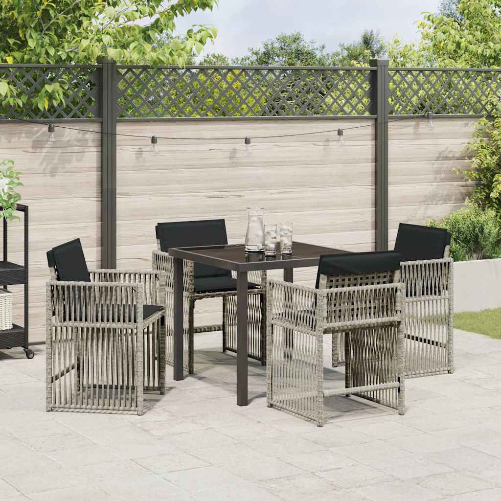 vidaXL Garten Essgruppe 5 pcs Hellgrau Poly-Rattan