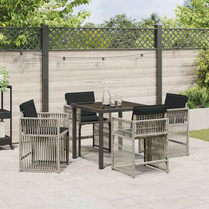 vidaXL Garten Essgruppe 5 pcs Hellgrau Poly-Rattan