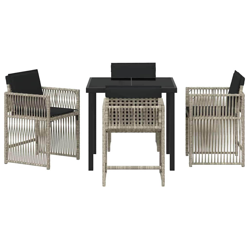 vidaXL Garten Essgruppe 5 pcs Hellgrau Poly-Rattan