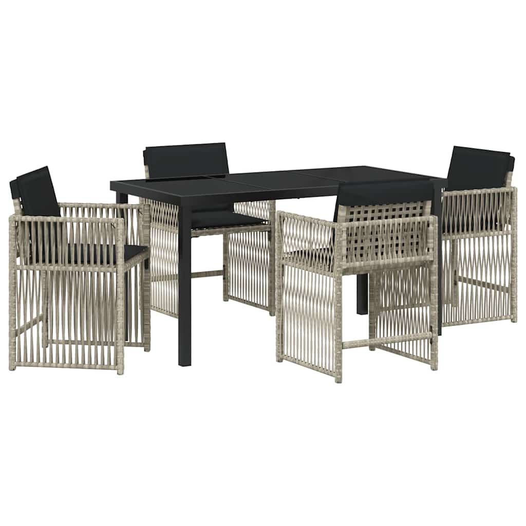 vidaXL Garten Essgruppe 5 pcs Hellgrau Poly-Rattan