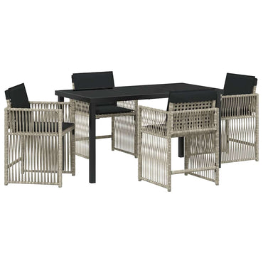 vidaXL Garten Essgruppe 5 pcs Hellgrau Poly-Rattan