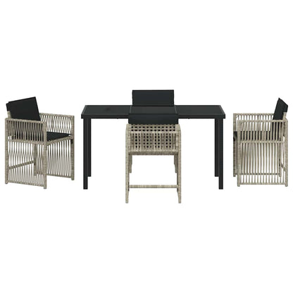 vidaXL Garten Essgruppe 5 pcs Hellgrau Poly-Rattan