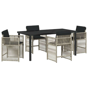 vidaXL Garten Essgruppe 5 pcs Hellgrau Poly-Rattan