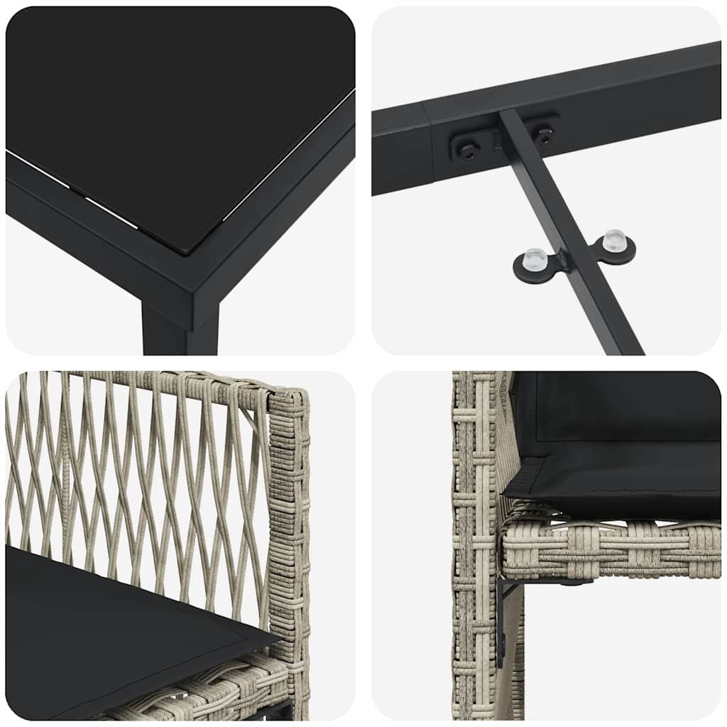 Garten Essgruppe 9 pcs Hellgrau Poly-Rattan