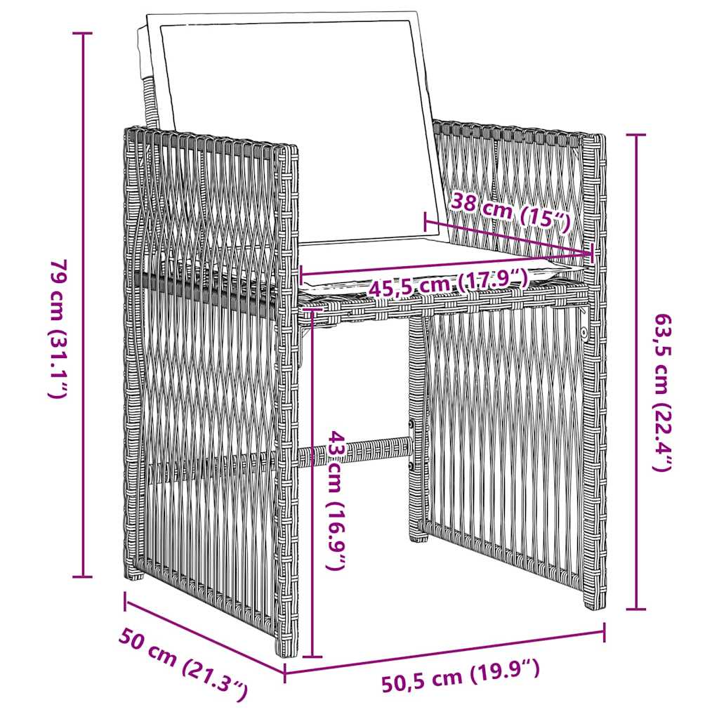 Garten Essgruppe 9 pcs Hellgrau Poly-Rattan