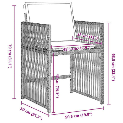 Garten Essgruppe 9 pcs Hellgrau Poly-Rattan