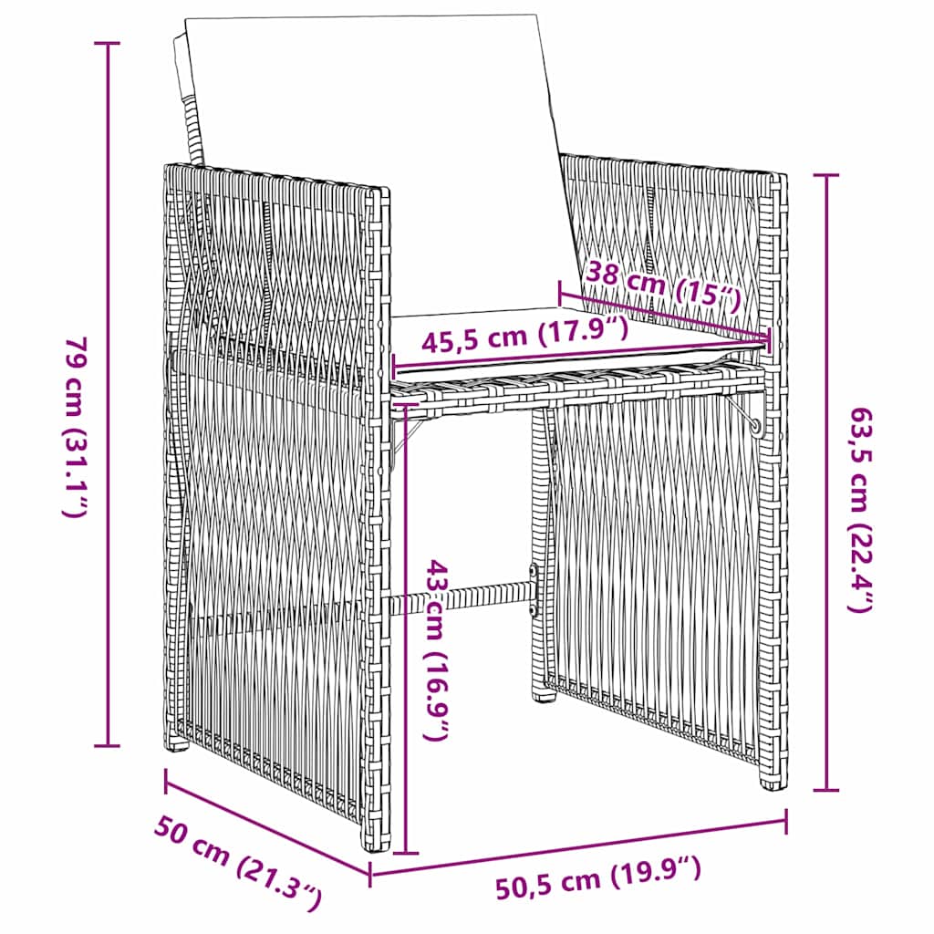 Garten Essgruppe 9 pcs Beige Poly-Rattan