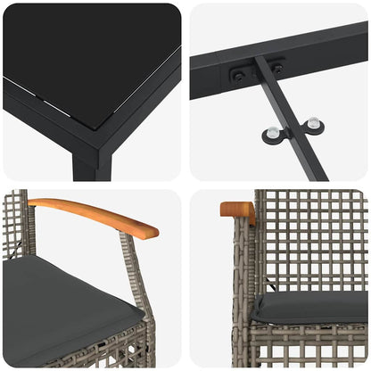 Garten Essgruppe 5 pcs Grau Poly-Rattan