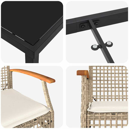 Garten Essgruppe 9 pcs Beige Poly-Rattan