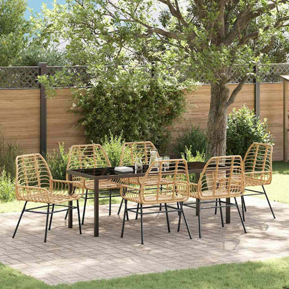 Garten Essgruppe 7 pcs Braun Poly-Rattan