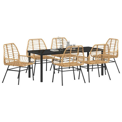 Garten Essgruppe 7 pcs Braun Poly-Rattan