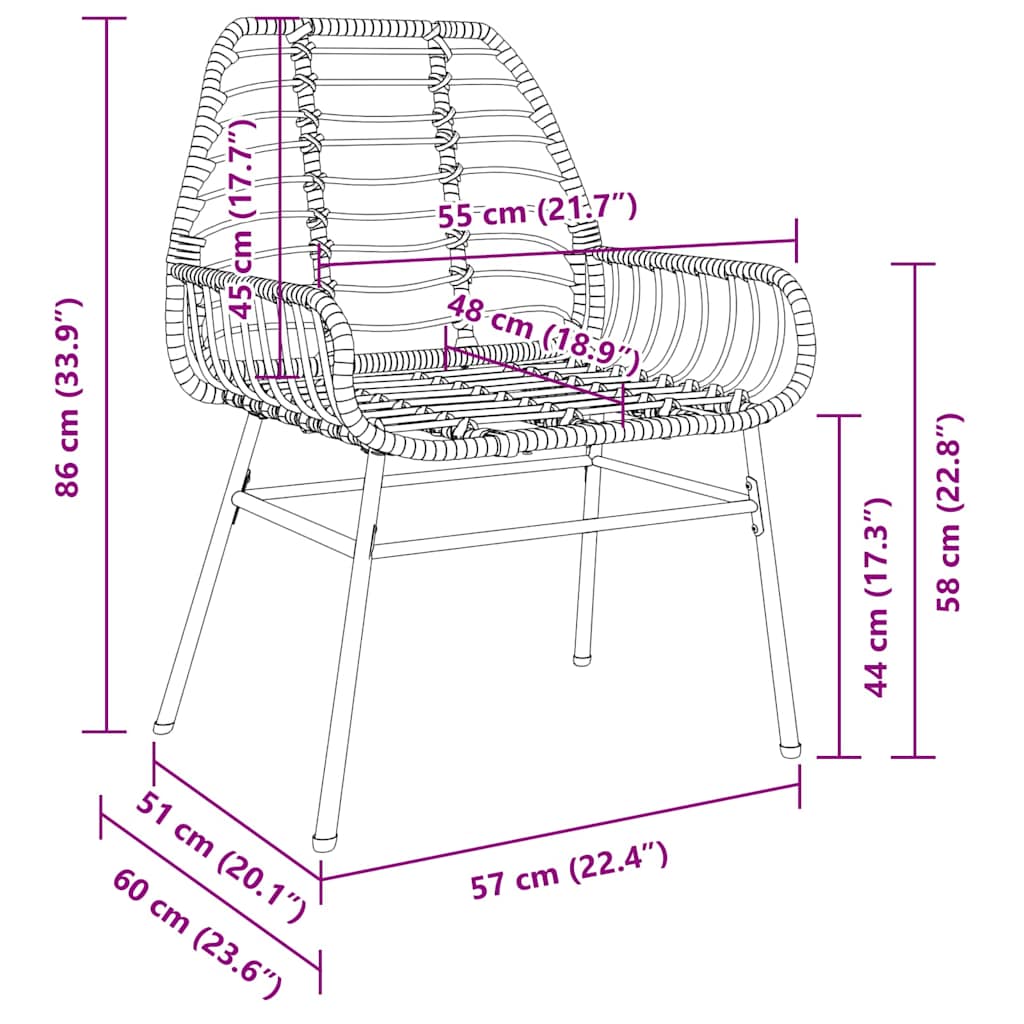 Garten Essgruppe 7 pcs Braun Poly-Rattan
