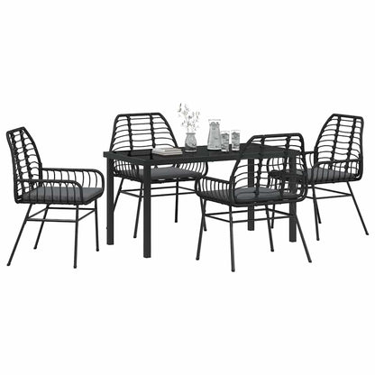 Garten Essgruppe 5 pcs Schwarz Poly-Rattan