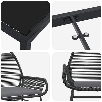 Garten Essgruppe mit Kissen 5 pcs Schwarz Poly-Rattan