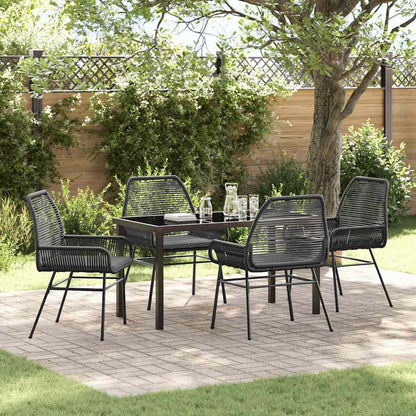 Garten Essgruppe mit Kissen 5 pcs Schwarz Poly-Rattan