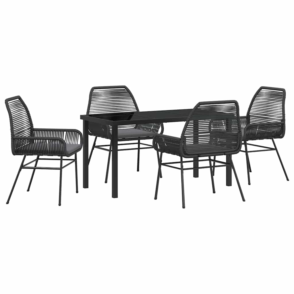 Garten Essgruppe mit Kissen 5 pcs Schwarz Poly-Rattan