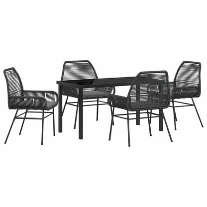 Garten Essgruppe mit Kissen 5 pcs Schwarz Poly-Rattan