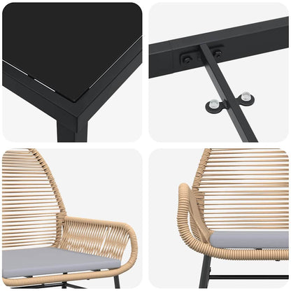 Garten Essgruppe mit Kissen 7 pcs Braun Poly-Rattan