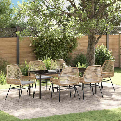 Garten Essgruppe mit Kissen 7 pcs Braun Poly-Rattan