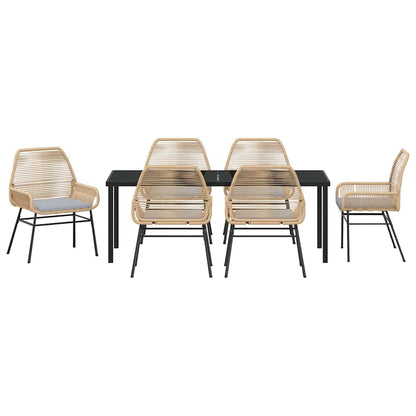 Garten Essgruppe mit Kissen 7 pcs Braun Poly-Rattan