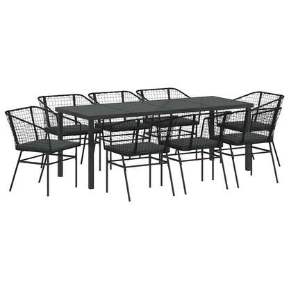 Garten Essgruppe 9 pcs Schwarz Poly-Rattan