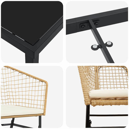 Garten Essgruppe 5 pcs Braun Poly-Rattan