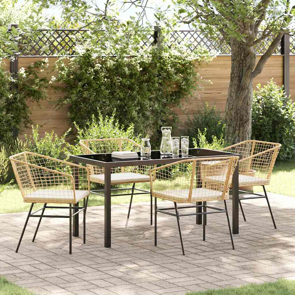 Garten Essgruppe 5 pcs Braun Poly-Rattan