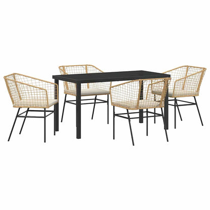 Garten Essgruppe 5 pcs Braun Poly-Rattan