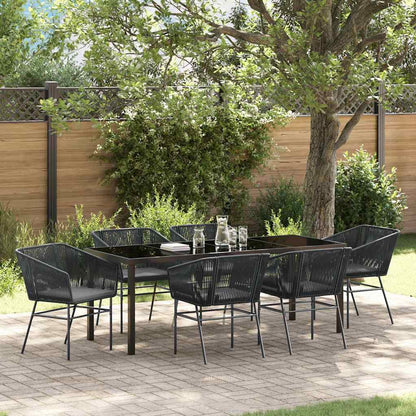 Garten Essgruppe 7 pcs Schwarz Pulverbeschichteter Stahl