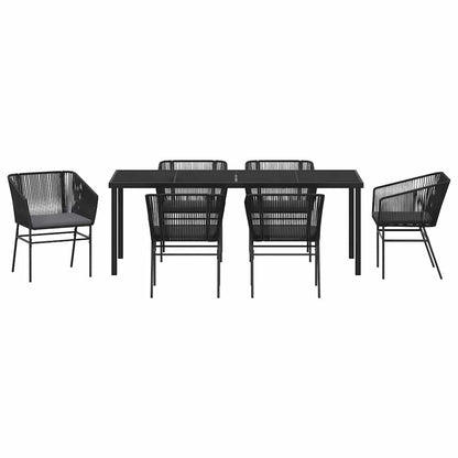 Garten Essgruppe 7 pcs Schwarz Pulverbeschichteter Stahl