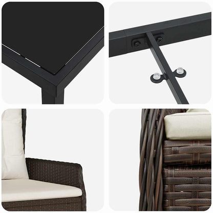 Garten Essgruppe 7 pcs Braun Poly-Rattan