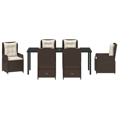 Garten Essgruppe 7 pcs Braun Poly-Rattan