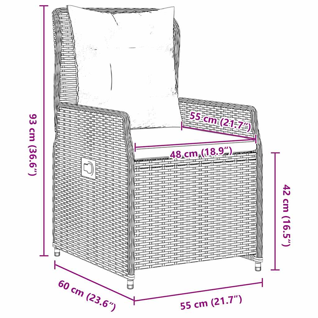 Garten Essgruppe 7 pcs Braun Poly-Rattan