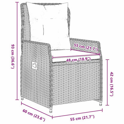 Garten Essgruppe 7 pcs Braun Poly-Rattan