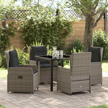 vidaXL Salon de jardin à manger 5 pcs gris résine tressée