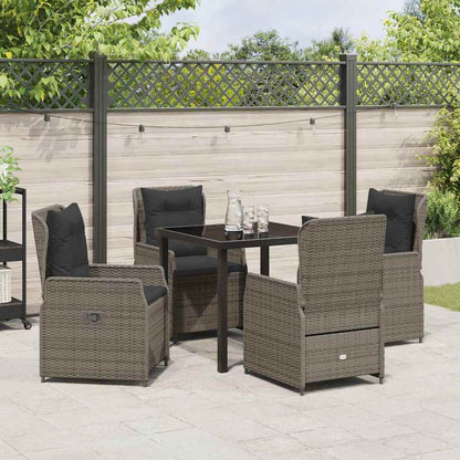 vidaXL Salon de jardin à manger 5 pcs gris résine tressée