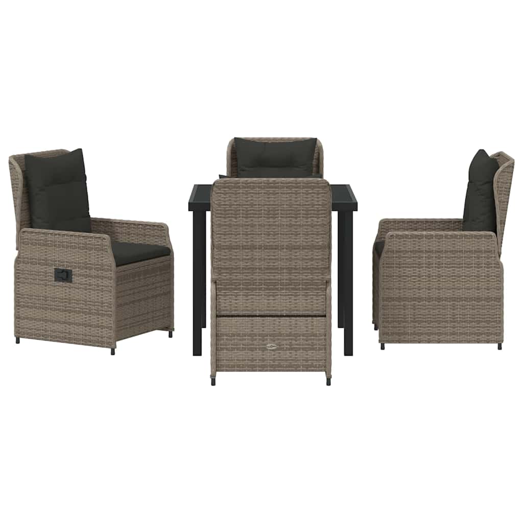vidaXL Salon de jardin à manger 5 pcs gris résine tressée