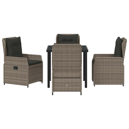 vidaXL Salon de jardin à manger 5 pcs gris résine tressée