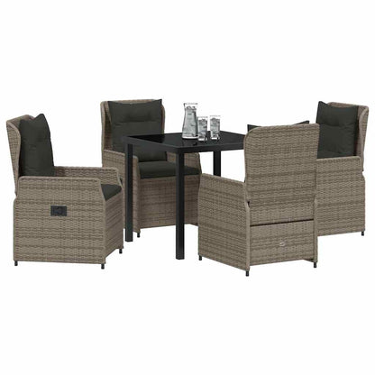 vidaXL Salon de jardin à manger 5 pcs gris résine tressée