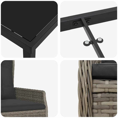 vidaXL Salon de jardin à manger 5 pcs gris résine tressée