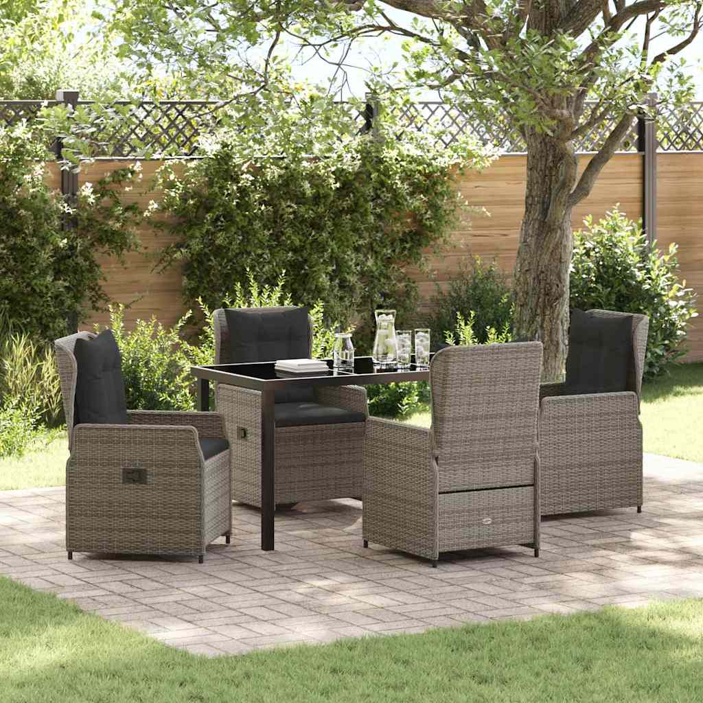 vidaXL Salon de jardin à manger 5 pcs gris résine tressée