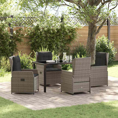 vidaXL Salon de jardin à manger 5 pcs gris résine tressée
