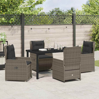vidaXL Salon de jardin à manger 5 pcs gris résine tressée