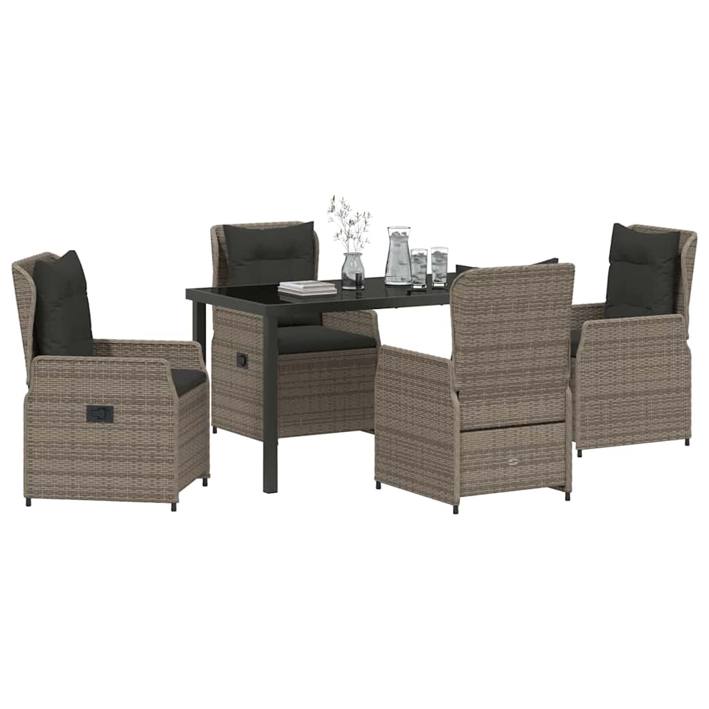 vidaXL Salon de jardin à manger 5 pcs gris résine tressée