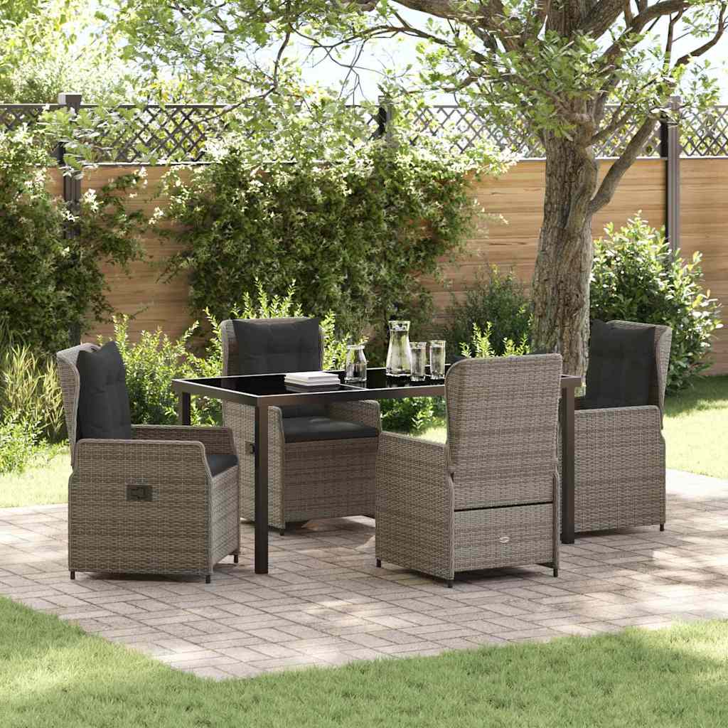 vidaXL Salon de jardin à manger 5 pcs gris résine tressée