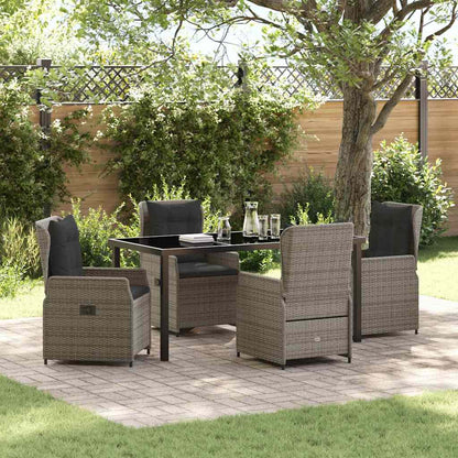 vidaXL Salon de jardin à manger 5 pcs gris résine tressée