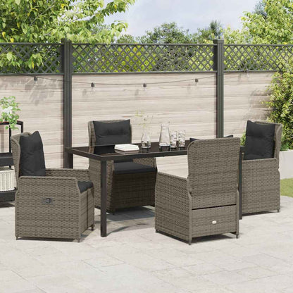 vidaXL Salon de jardin à manger 5 pcs gris résine tressée