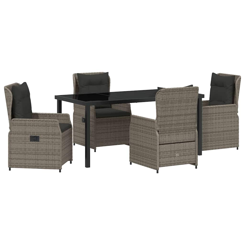vidaXL Salon de jardin à manger 5 pcs gris résine tressée